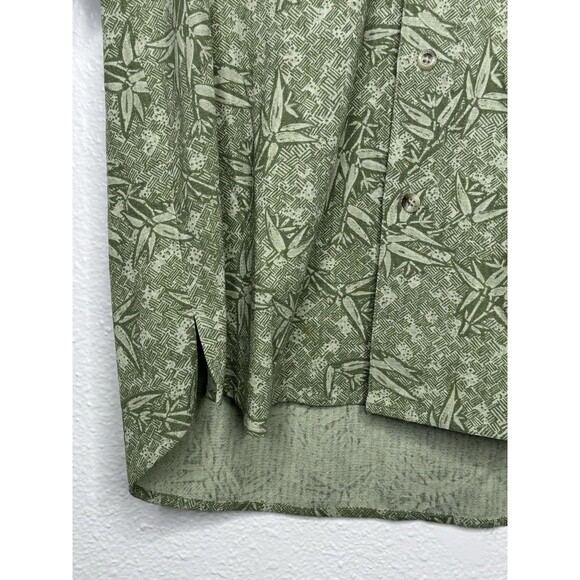 Vtg Columbia Button Front Shirt Men's Medium Silk Green Hawaiian Palm Leaves 90s - Picture 5 of 16